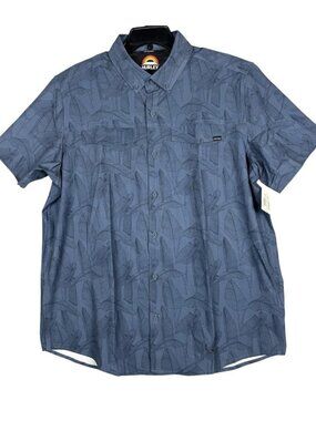 NWOT Hurley Men's XL Blue Floral Printed Utility Button Down Shirt Short Sleeve